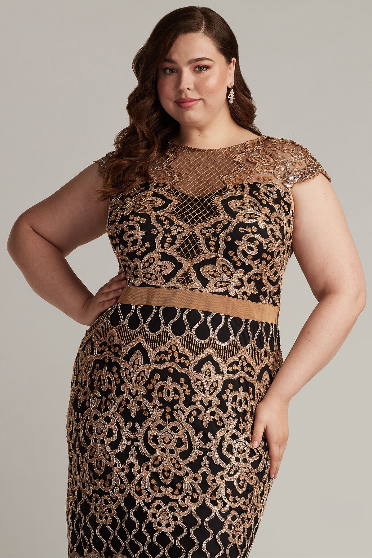 Miranda Sequin Embroidered Dress - PLUS SIZE, COPPER SHADOWBLACK / see-description, alternate image number 4