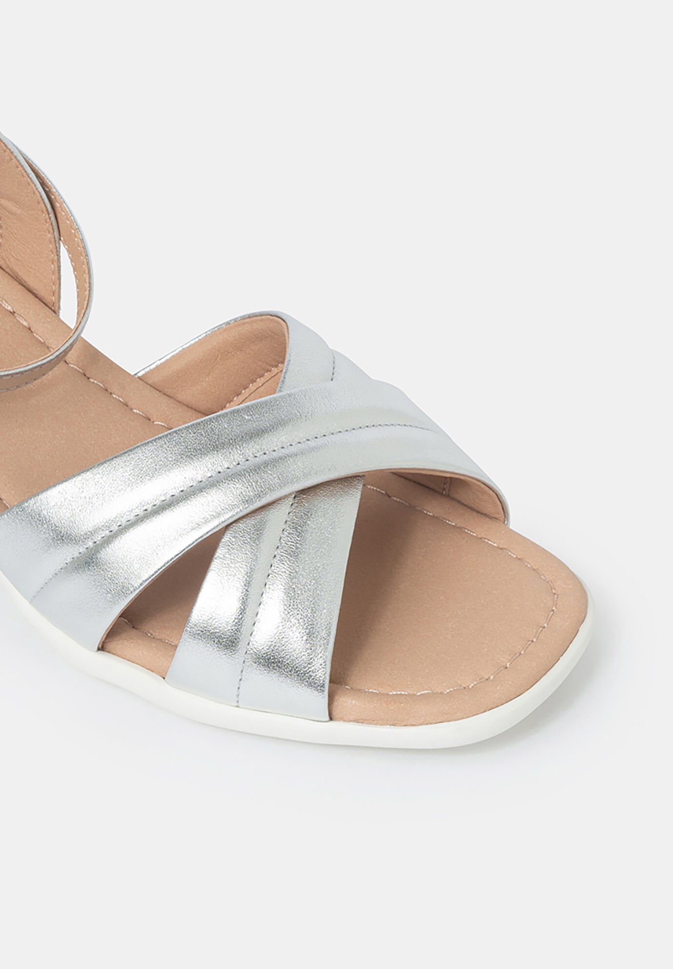 Daphne Block Heel Sandals, Silver / Silver, alternate image number 2