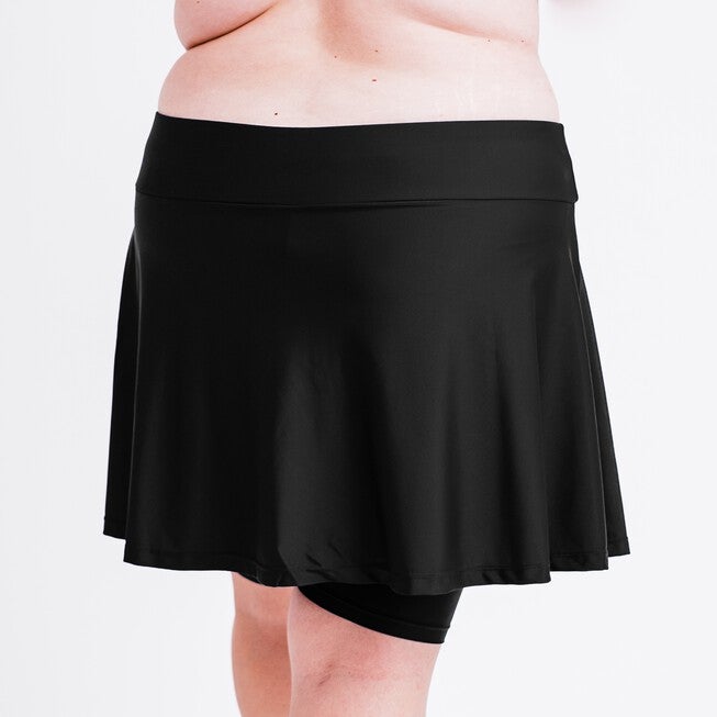 Midi Swim Skort, Black Recycled / Black, alternate image number 2