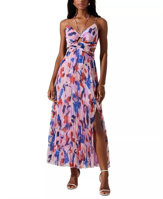 AQUATA FLORAL DRESS, Blue Multi / Pink, hi-res image number null