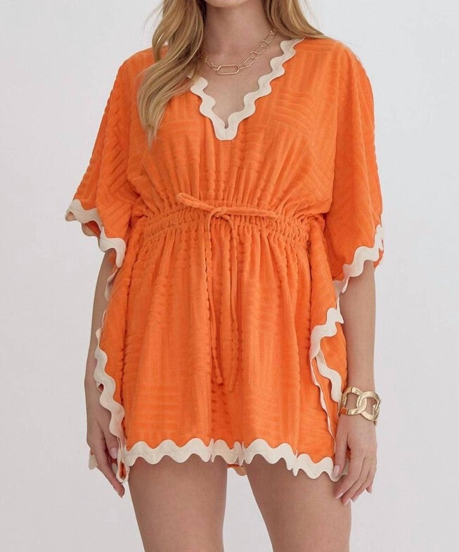 TEXTURED TERRY CLOTH COVER UP, Citrus / Orange, hi-res image number null