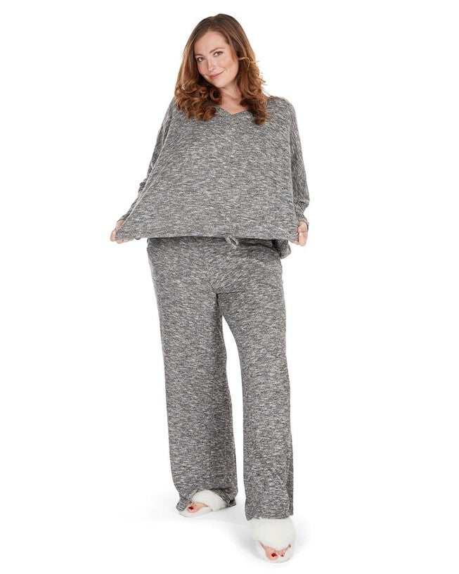 Women's Supersoft Hacci Lounge Pull Over Loose Fit Top, Black / Black, hi-res image number null