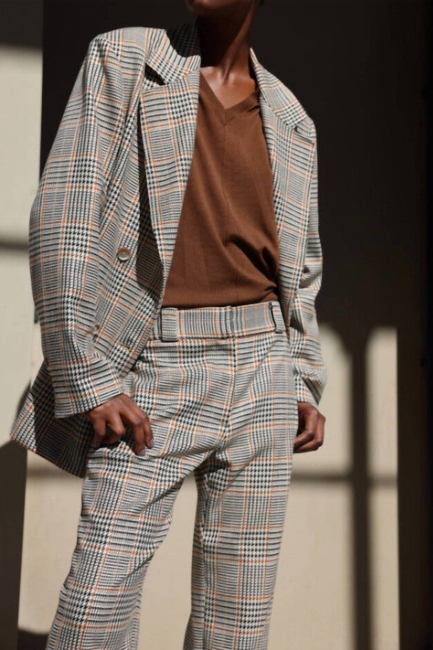 TAYLOR OVERSIZED BLAZER IN HOUNDSTOOTH PLAID, Houndstooth Plaid / Black, alternate image number null