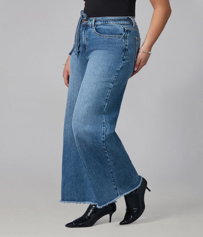 MILAN-DB High Rise Wide Leg Jeans, Divine Blue / Dusty Blue, alternate image number 1