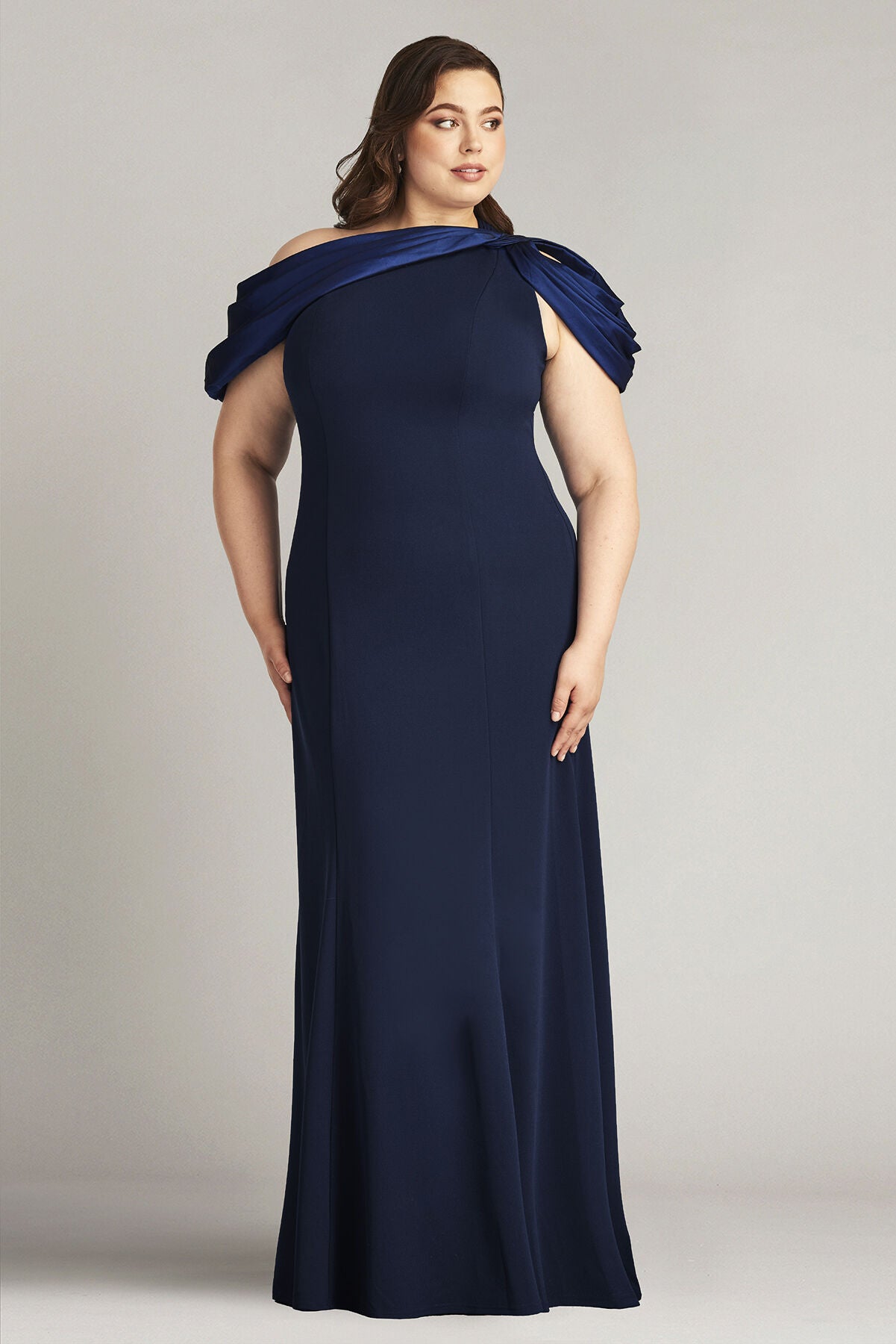 Carlene Shoulder Drape Gown - PLUS SIZE, NAVY / see-description, alternate image number 3