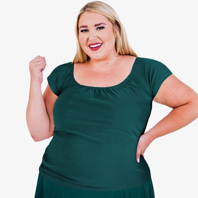 Zoey Crop Swim Top, Dark Jade / Forest Green, hi-res image number 0