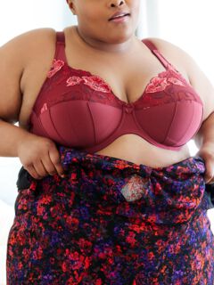 Glamour Embroidery Underwire Bra, Burgundy / Burgundy, alternate image number 3
