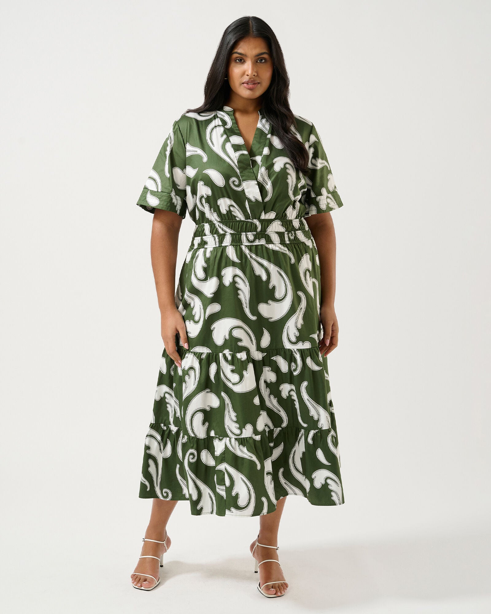 Sandswept short sleeve Midi Dress, Print / Kelly Green, alternate image number 5