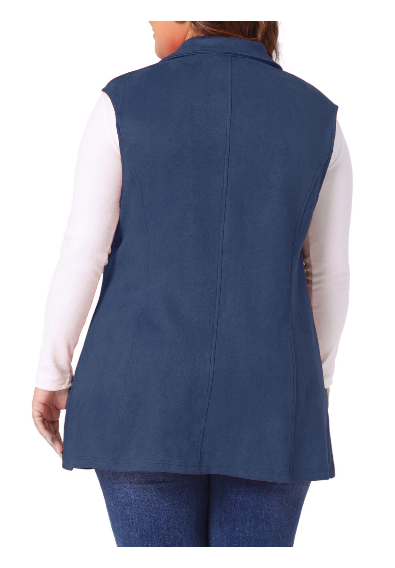 Lapel Suede Utility Vest, Dark Blue / Navy, alternate image number 3