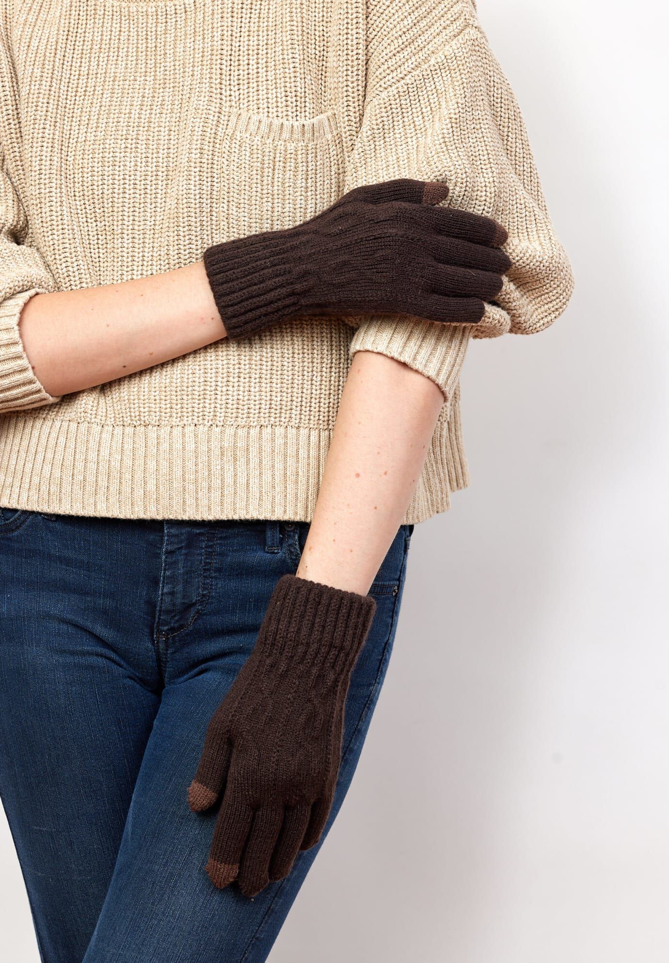 Frosty Touch Gloves, Chocolate / Brown, alternate image number 1