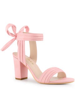Open Toe Ankle Tie Back Chunky Heel Sandals