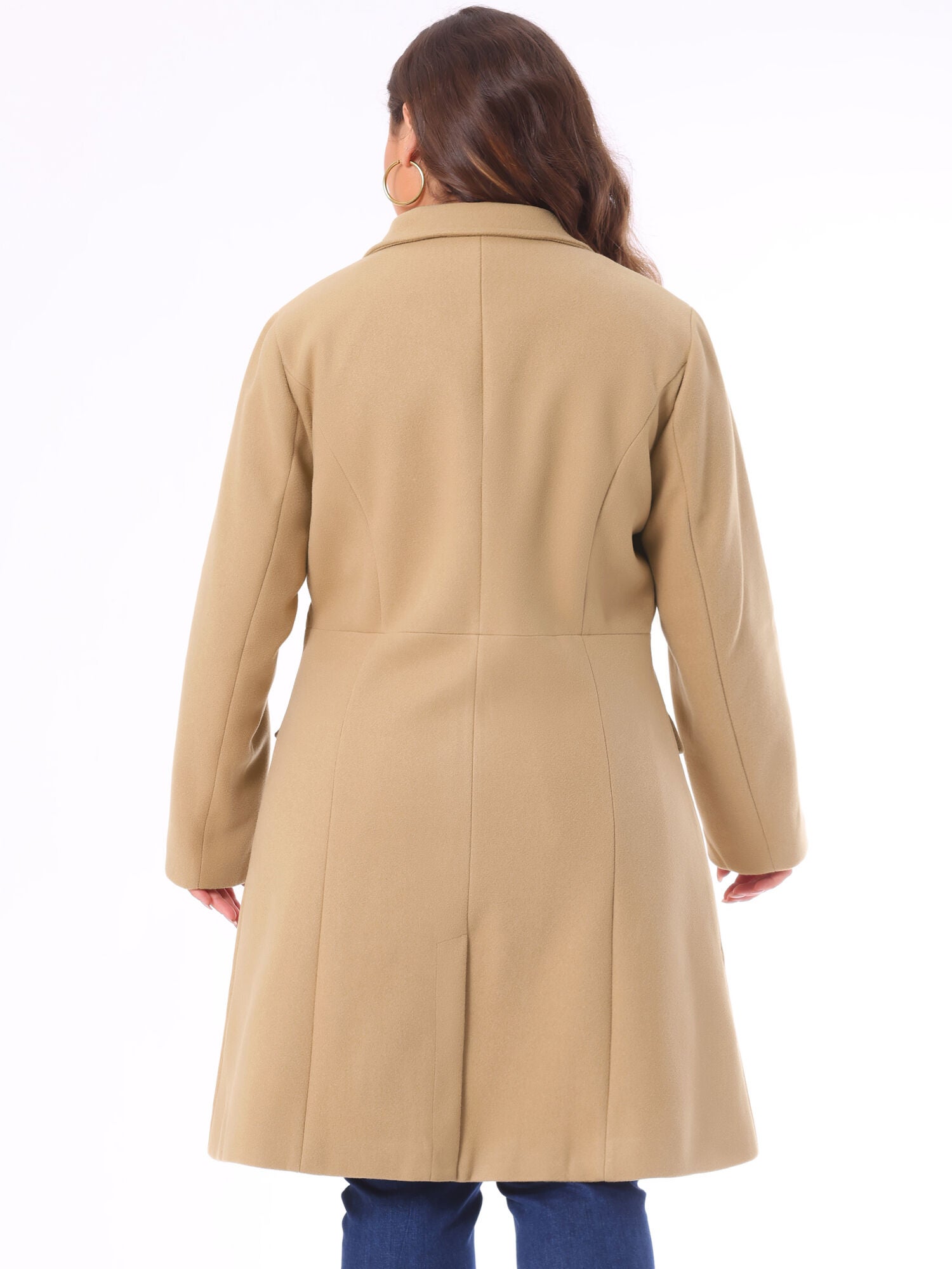 NOTCH LAPEL DOUBLE BREASTED PEA TRENCH COAT, Khaki / Brown, alternate image number 3