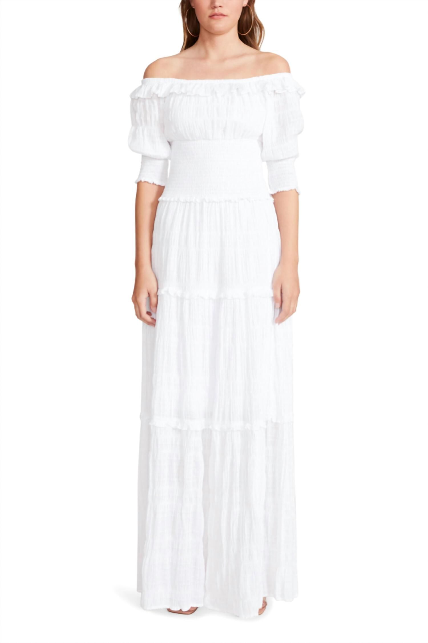 PEASANTRIES DRESS IN OPTIC WHITE, Optic White / White, hi-res image number 0