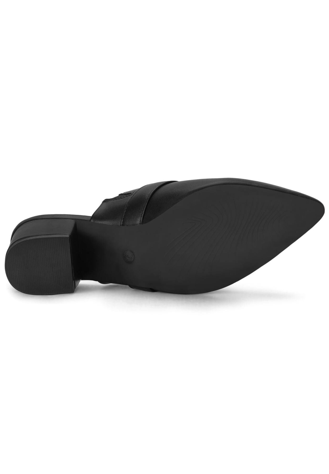 Pointed Toe Slip On Block Heel Sandals Mules, Black / Black, alternate image number 3