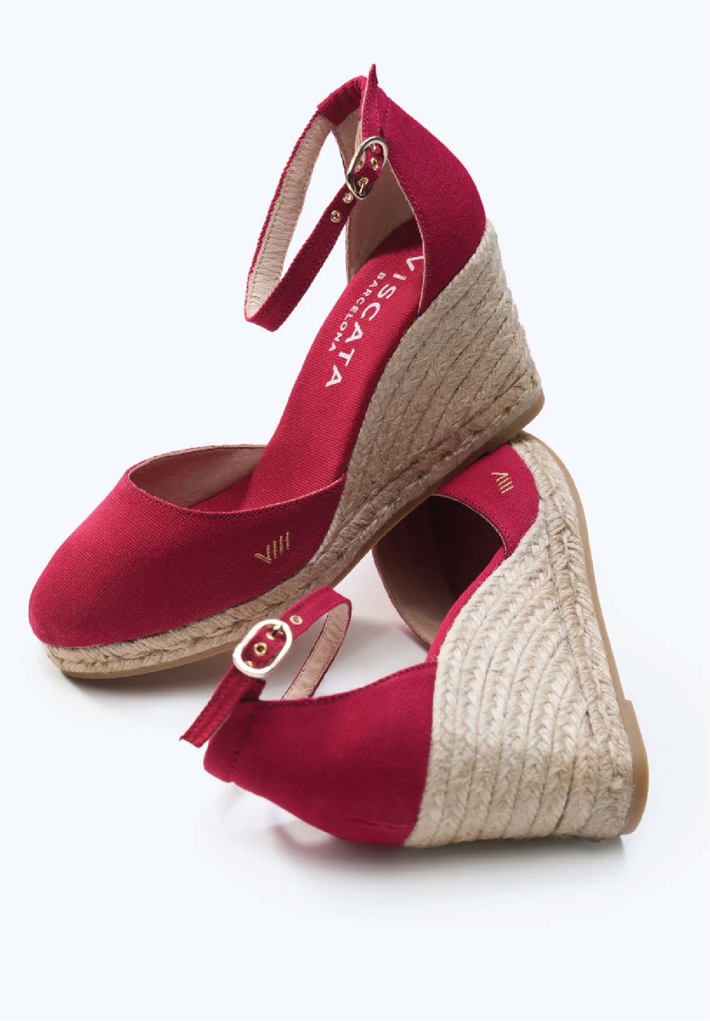 Estartit Canvas Espadrille Wedges, Cherry / Red, alternate image number 2