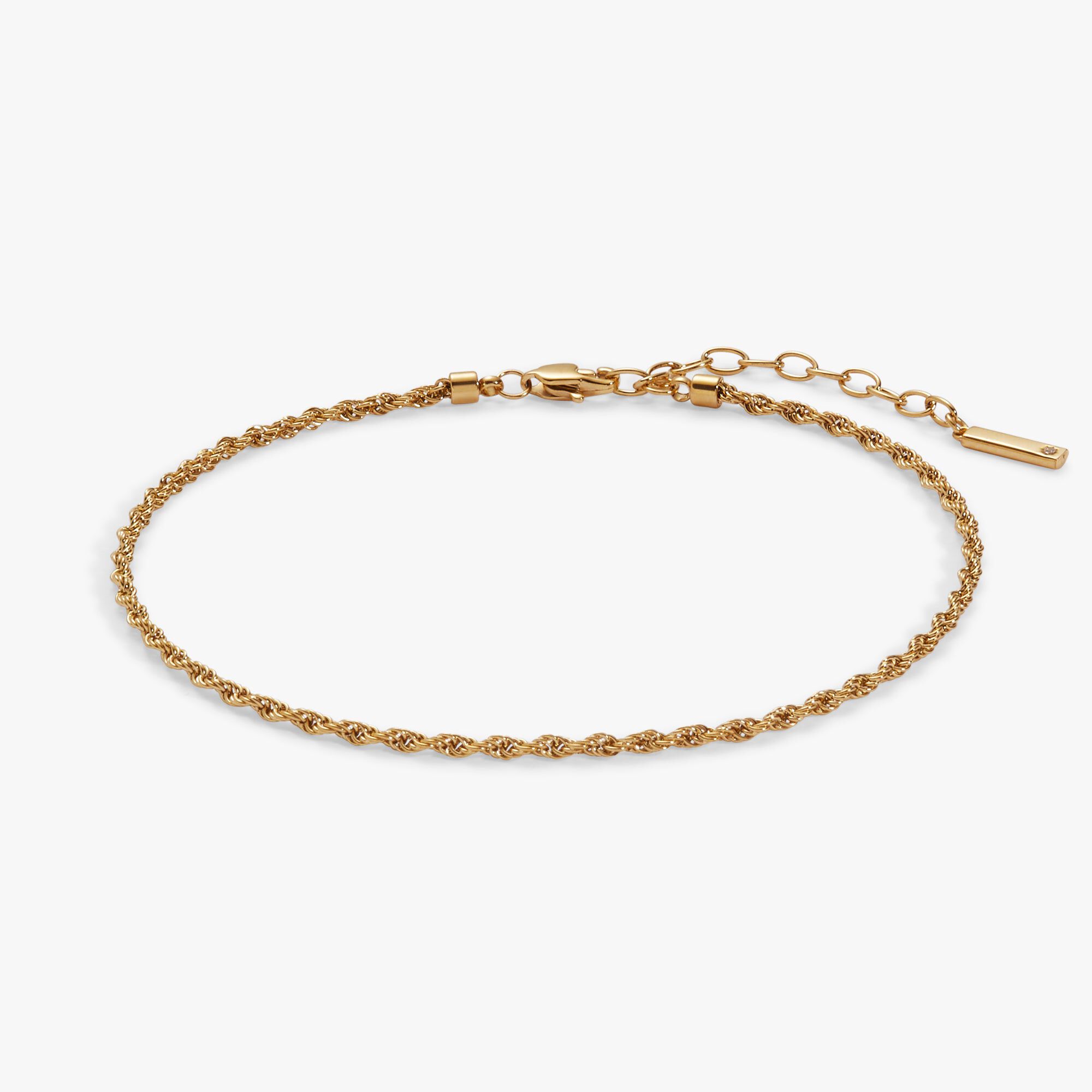 Mini Rope Chain Anklet, Gold / Gold, hi-res image number 0