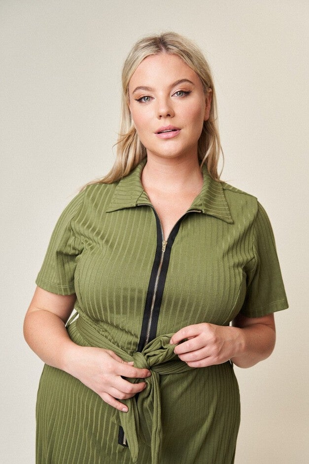 Lucia Belted Jumpsuit, Olive / Olive Green, alternate image number 2