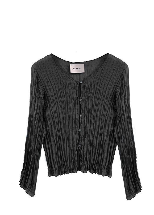 Maya Pleated Cardigan, BLACK / Black, hi-res image number 0