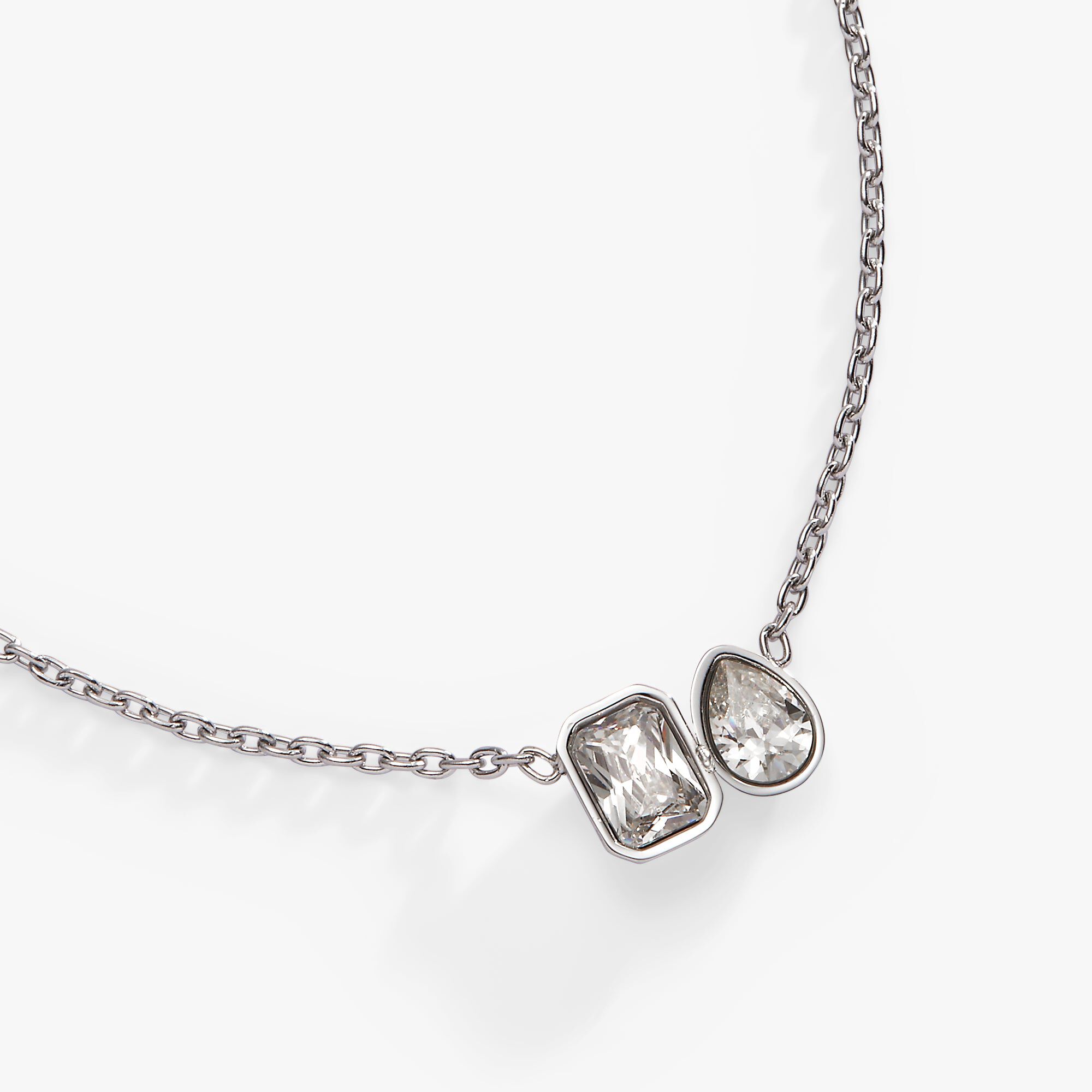 Toi et Moi Two Stone Necklace, Silver / Silver, alternate image number 1