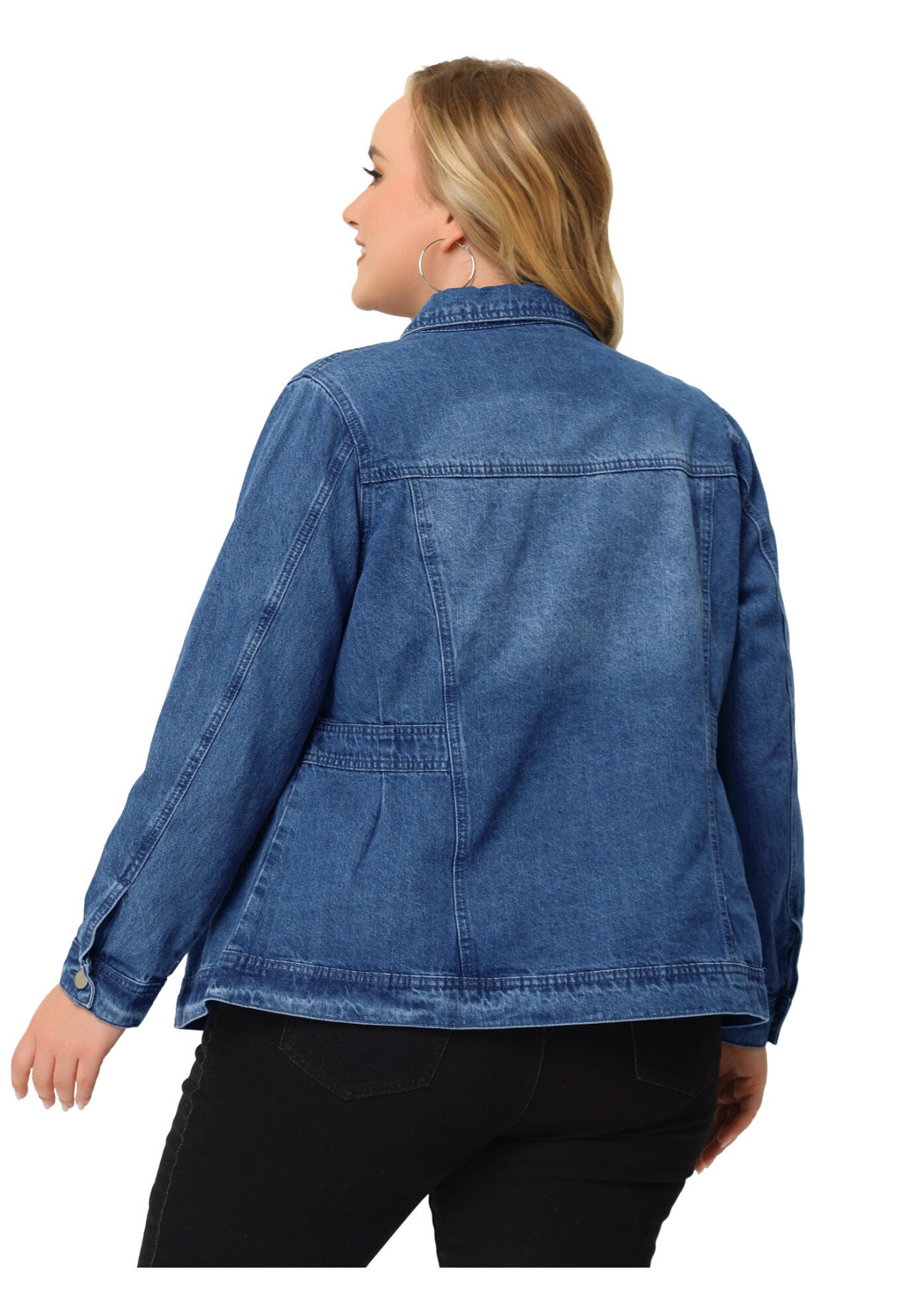 CLASSIC WASHED FRONT JEAN DENIM JACKET, Denim Blue / Royal Blue, alternate image number 3