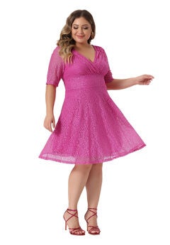 Lace Swing A-Line Cocktail Midi Dress