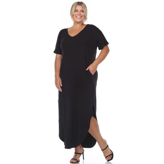 Short Sleeve V-neck Maxi Dress, , alternate image number 8