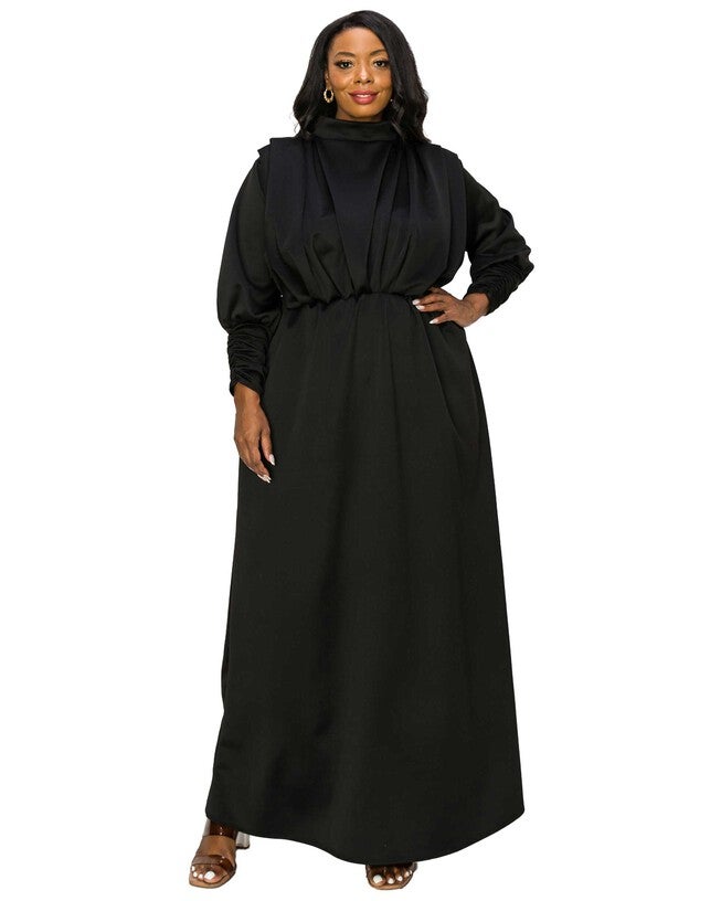 Laufey Pleated Bodice Maxi Dress, Black / Black, hi-res image number null