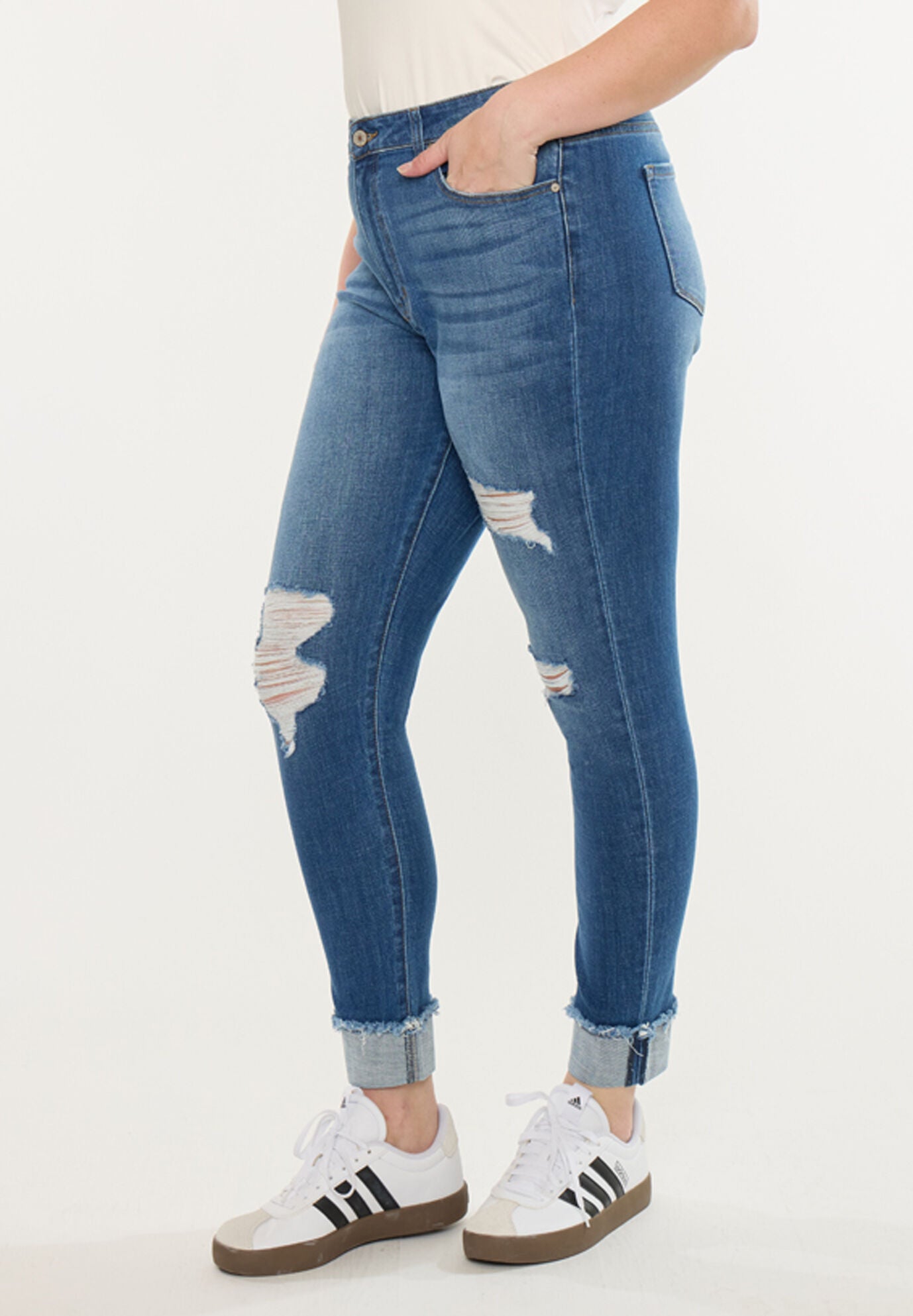Stevie Mid Rise Ankle Skinny (Plus Size), Medium Wash / Medium Wash, alternate image number 3