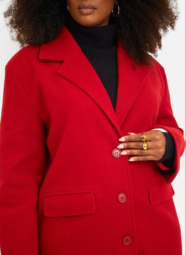 Dolce Wool Blend Double Breasted Coat - Red, Red / Red, alternate image number 3
