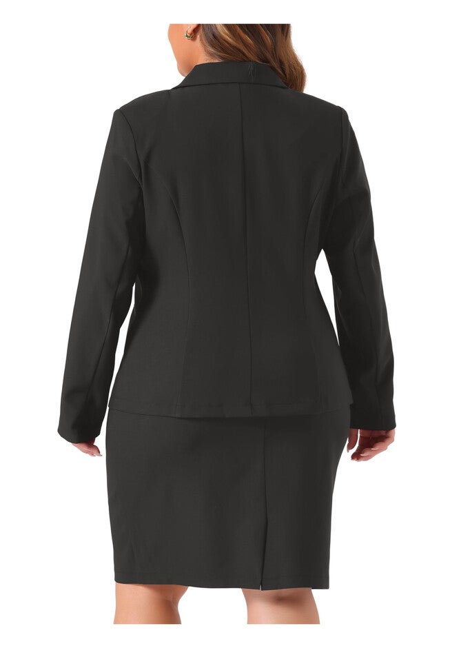 BLAZER AND SKIRT SUIT SET 2 PIECE OUTFIT, Black / Black, alternate image number 3