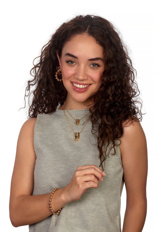Large Balloon Initial Necklace, Gold / Gold, alternate image number 2