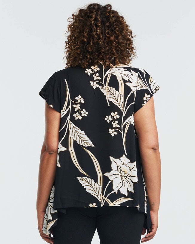 Alani Black Floral Cap Sleeve Top, , alternate image number 8