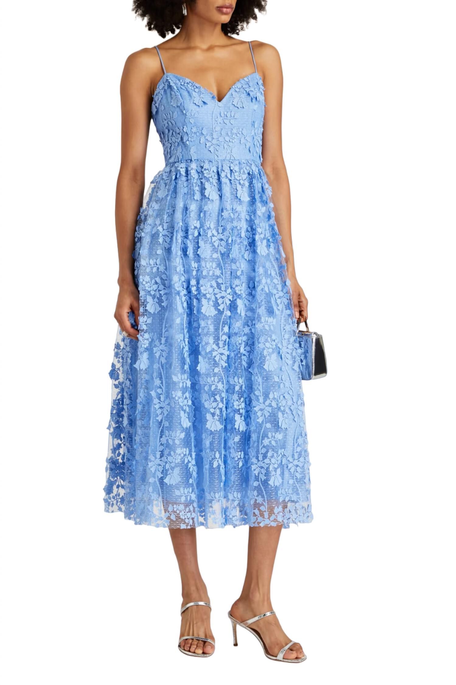 SLEEVELESS TULLE MIDI DRESS IN DELPHINIUM BLUE, Delphinium Blue / Light Blue, hi-res image number 0