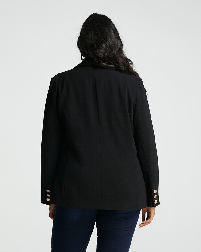 Clever Double Breasted Black Blazer, Black 1 / Black, alternate image number null