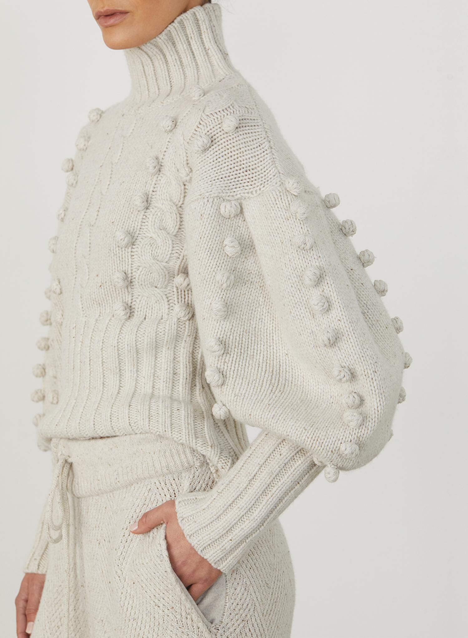 EVA WOOL KNIT SWEATER IN HEATHER DOT MARLE, , alternate image number 7