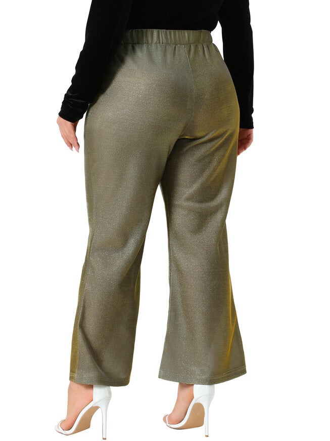 METALLIC SPARKLY HIGH WAIST WIDE LEG PALAZZO PANTS, Gold / Gold, alternate image number null
