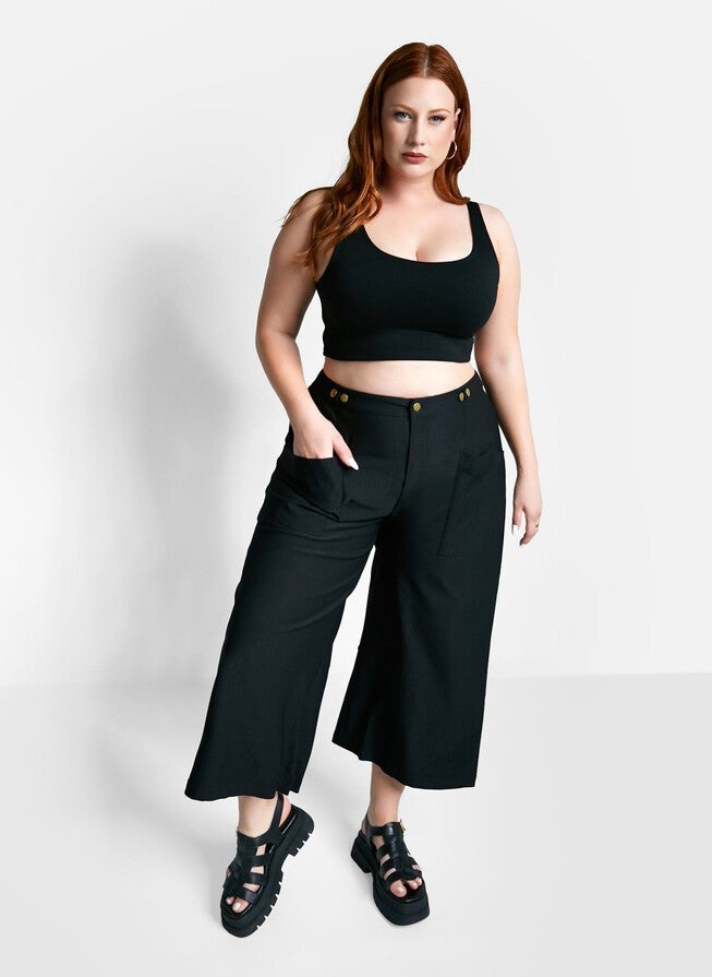 Essential Tank Crop Top, Black / Black, alternate image number 1