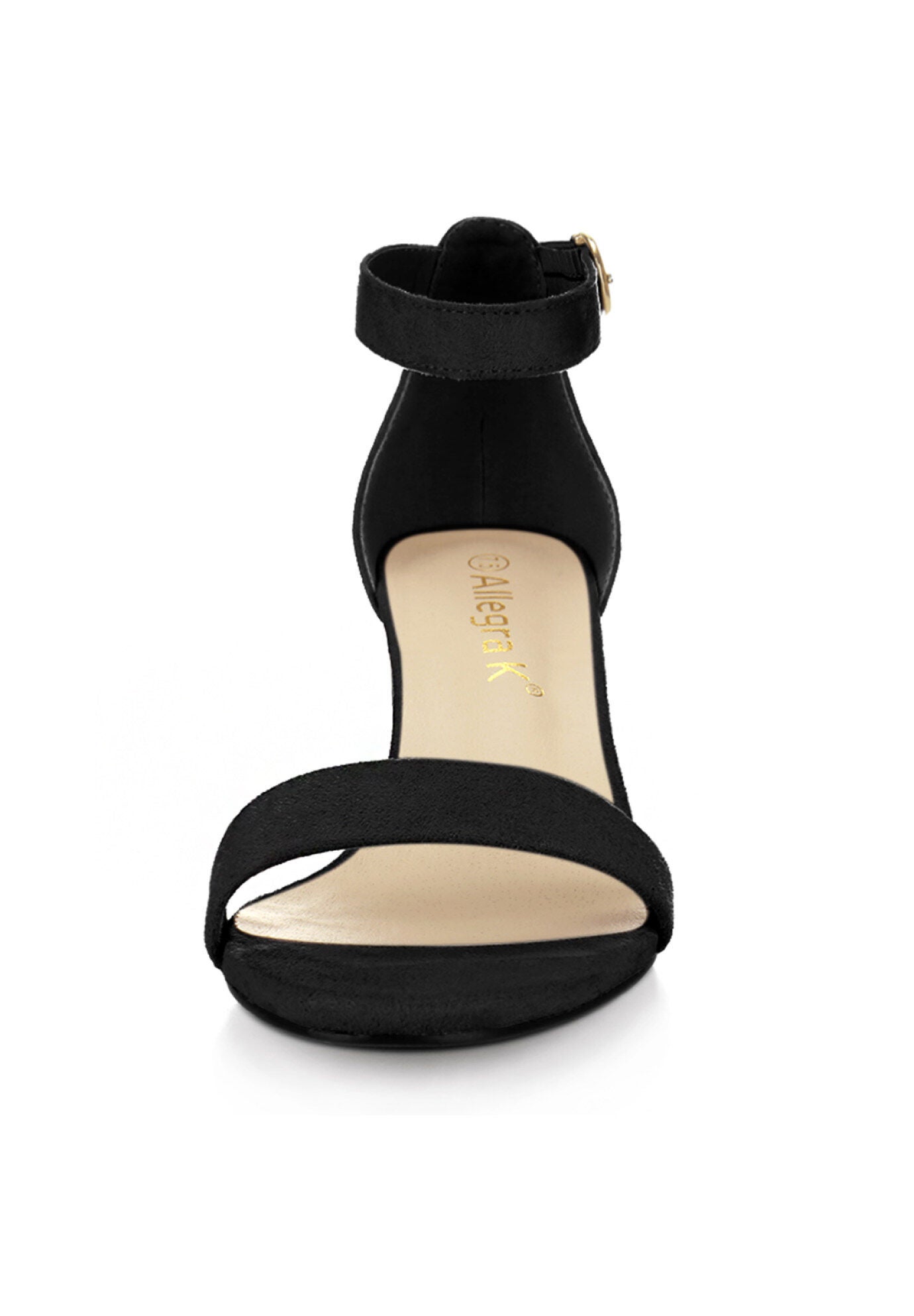 Mid Block Heel Ankle Strap Sandals, Black / Black, alternate image number 1