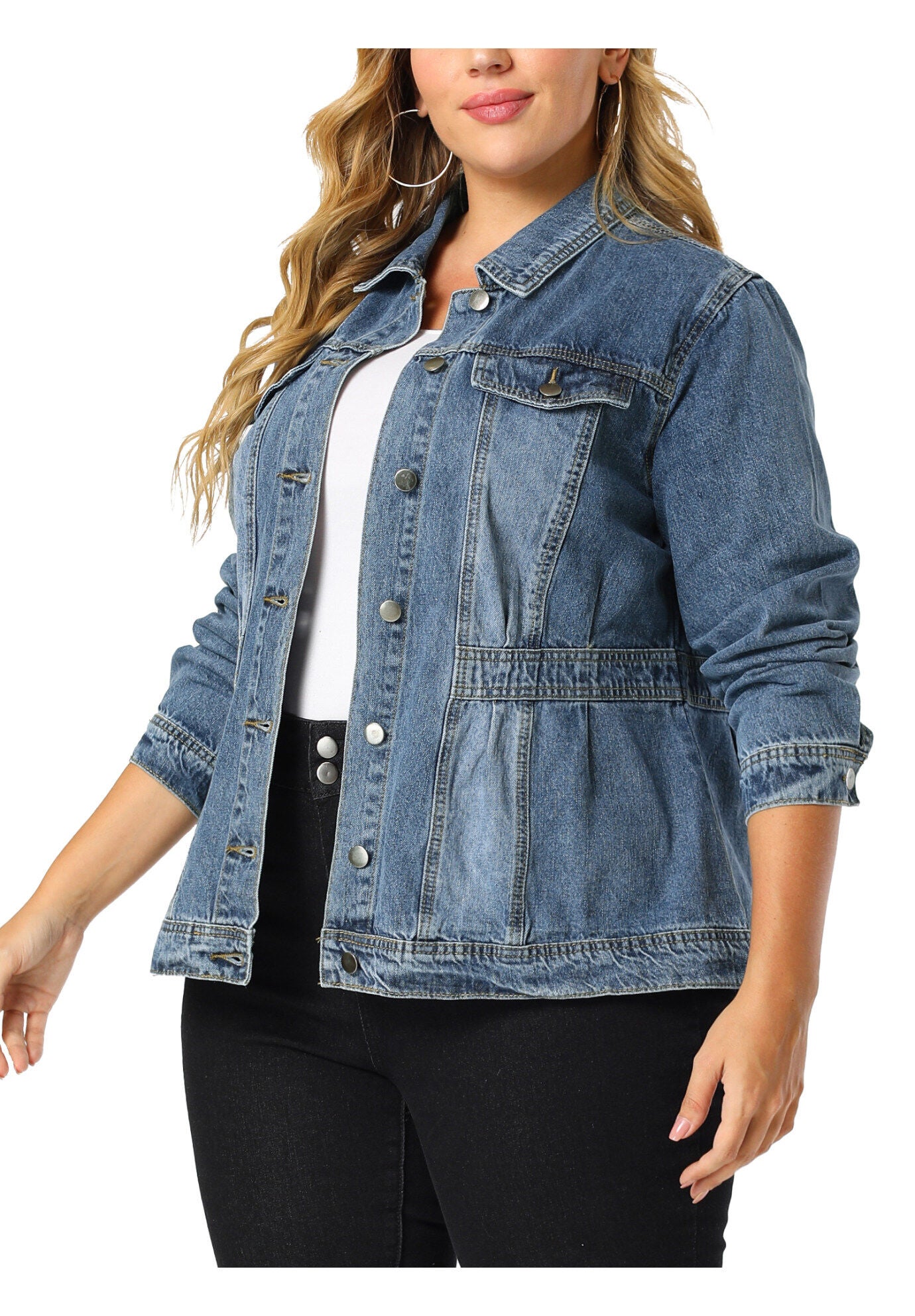 CLASSIC WASHED FRONT JEAN DENIM JACKET, Blue / Light Blue, alternate image number 2