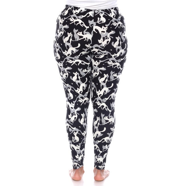Super Soft Cat Printed Leggings, Black / Black, alternate image number 2