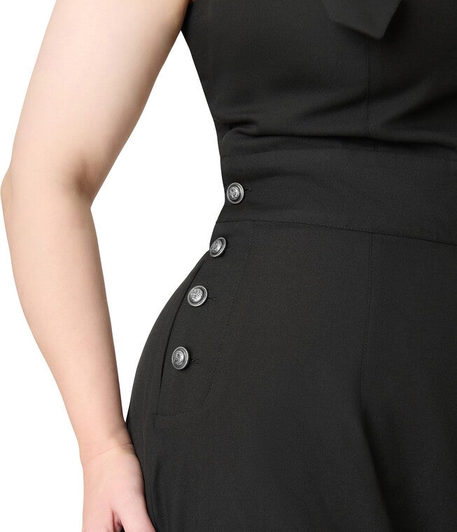 Unique Vintage Plus Size Black & Silver Sedgewick Jumpsuit, Black / Black, alternate image number 2