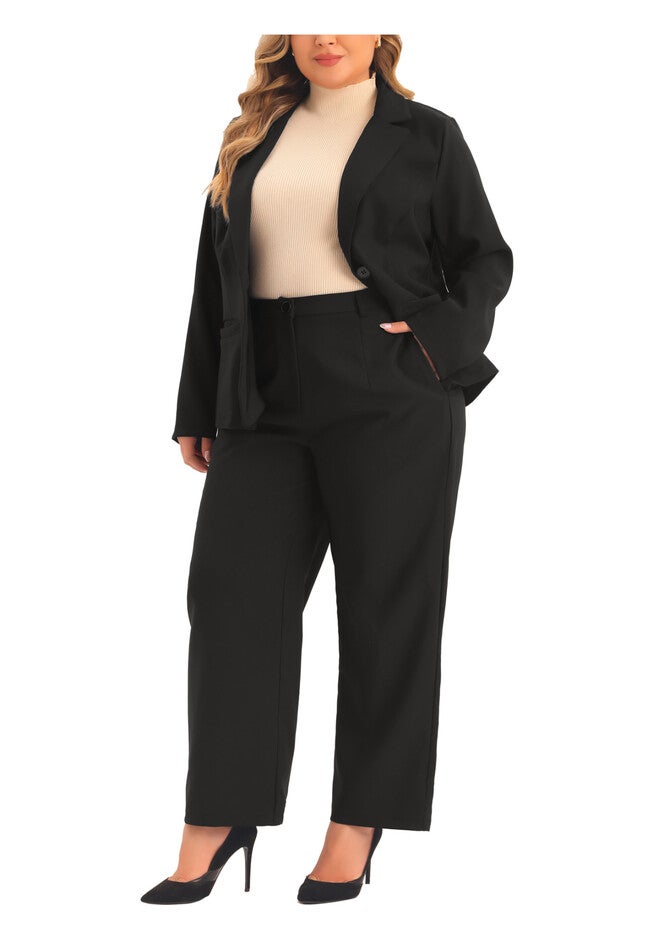 TWO PIECE BLAZER JACKET AND PANTS SUIT SET, Black / Black, alternate image number 3