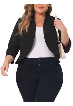 OPEN FRONT 3/4 SLEEVE SUIT BLAZER