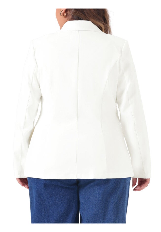 NOTCH LAPEL DOUBLE BREASTED BLAZER, White / White, alternate image number 3