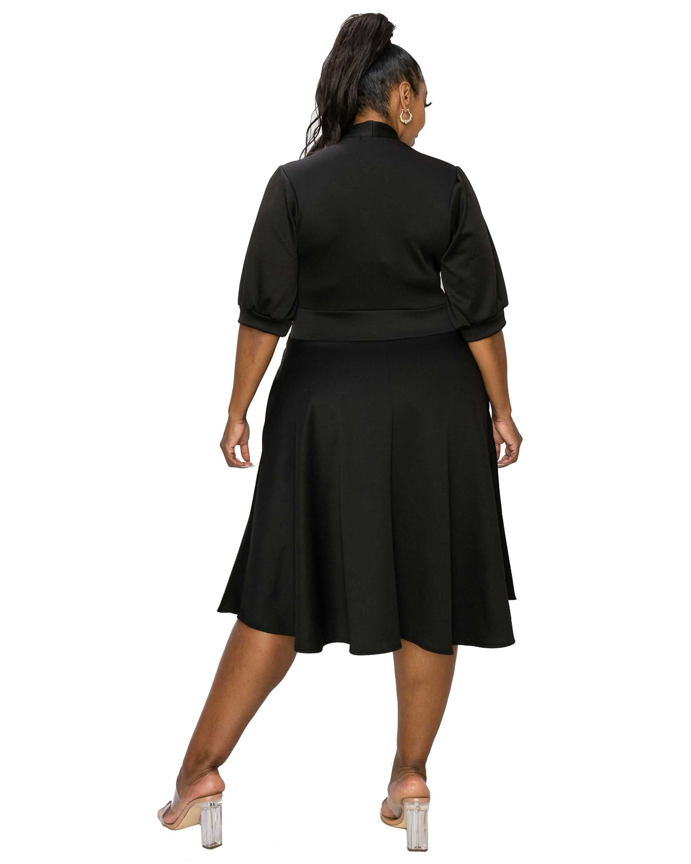 Carina Donna Flare Dress w/ Pockets, Black / Black, alternate image number 3