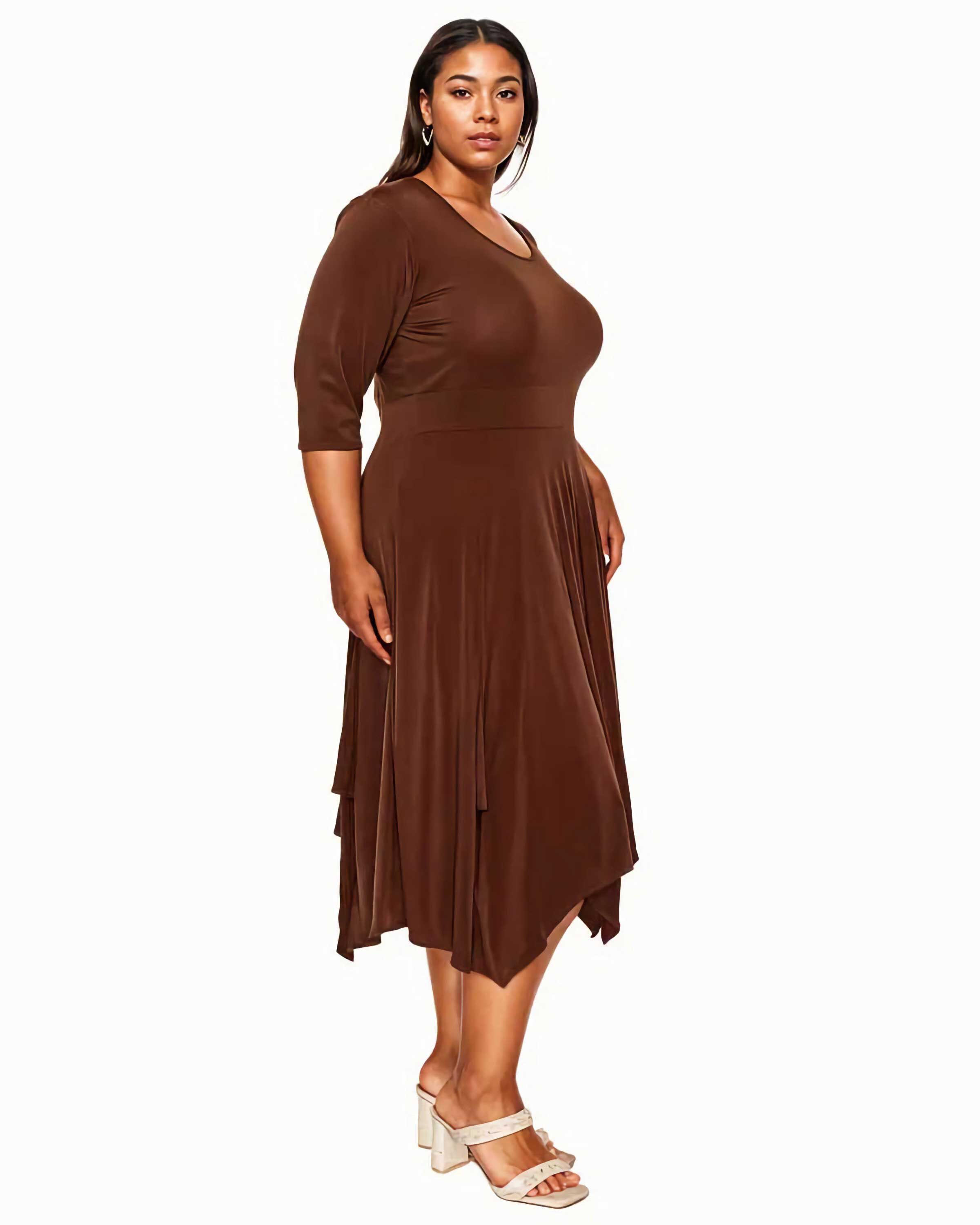 Shay Handkerchief Hem Dress, Brown / Brown, alternate image number 1