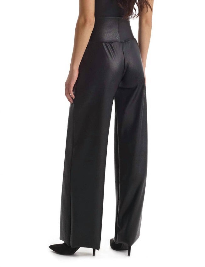 FAUX LEATHER WIDE LEG PANT IN BLACK, , alternate image number null