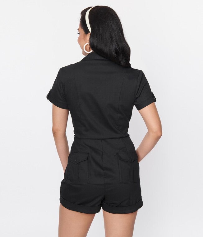 Unique Vintage Black Mia Romper, Black / Black, alternate image number null