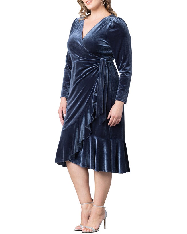 Viola Velvet Long Sleeve Wrap Dress, , alternate image number null