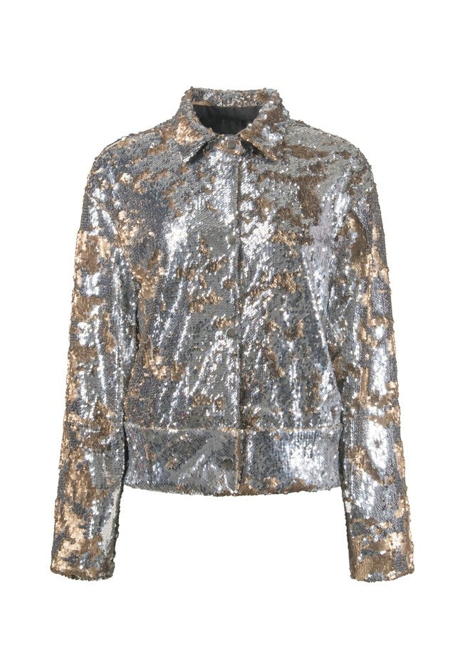 SEQUIN BOMBER JACKET, Silver / Silver, alternate image number 1